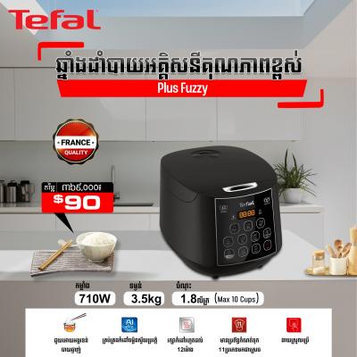 ឆ្នាំងដាំបាយអគ្គីសនី Tefal Easy Rice Plus Fuzzy Logic Spherical 1.8L Rice Cooker RK736B