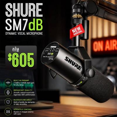 Shure SM7dB Dynamic Vocal Microphone With Built-in Preamp